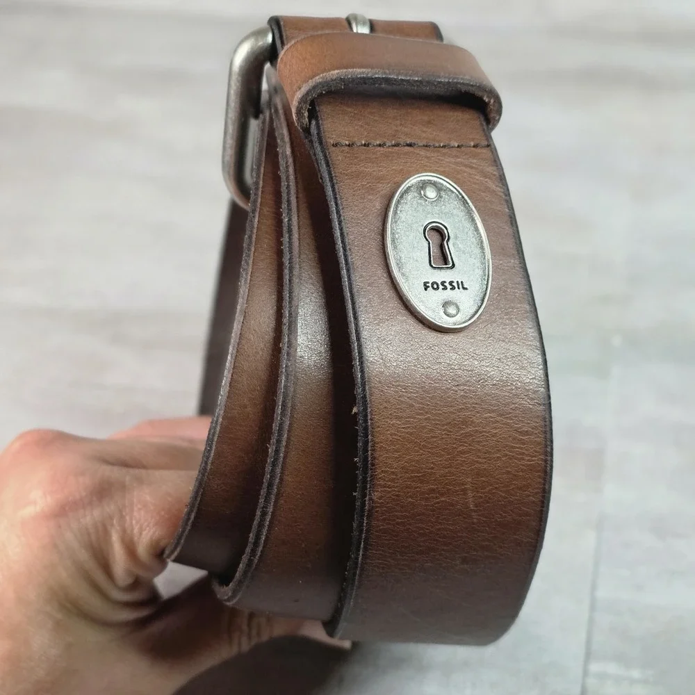 Fossil Brown Genuine Leather Belt Men's Large Style BT3870 44 inch Long